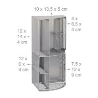 relaxdays Schreibtisch-Organizer silber Metall 6 Fächer 27,5 x 14,0 x 12,5 cm