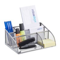 relaxdays Schreibtisch-Organizer silber Metall 5...
