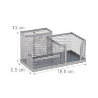 relaxdays Schreibtisch-Organizer silber Metall 3 Fächer 18,5 x 9,5 x 10,0 cm