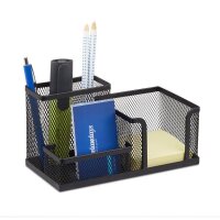 relaxdays Schreibtisch-Organizer schwarz Metall 3...