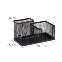 relaxdays Schreibtisch-Organizer schwarz Metall 3 Fächer 18,5 x 9,5 x 10,0 cm