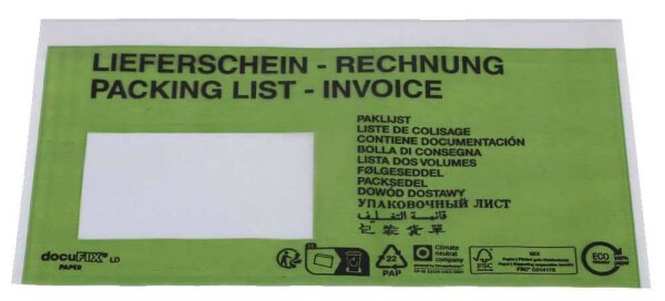 docuFIX® PAPER Lieferscheintaschen Papier DIN lang 1.000 St.