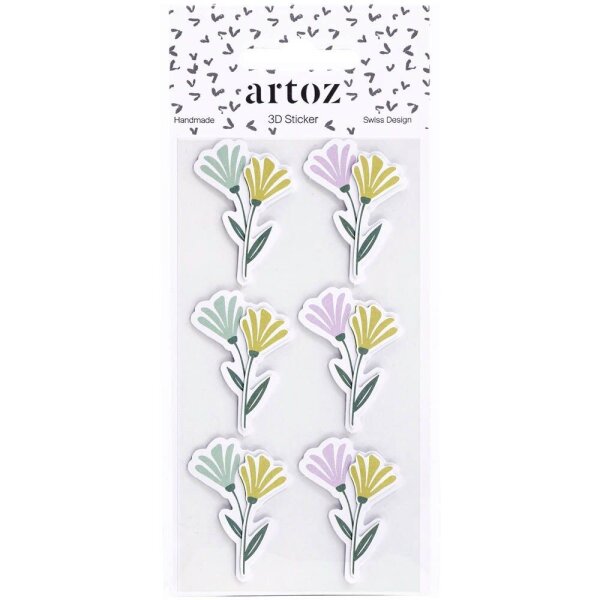 artoz Aufkleber 3D Blumen, 6 St.