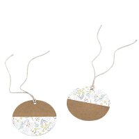 artoz Geschenkanhänger braun, weiß Hangtag Set kraft Ø 6,5 cm, 6 St.