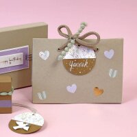 artoz Geschenkanhänger braun, weiß Hangtag Set kraft Ø 6,5 cm, 6 St.