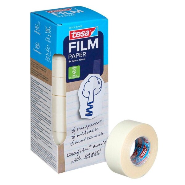 tesa PAPER Klebefilm transparent 19,0 mm x 33,0 m 8 St.