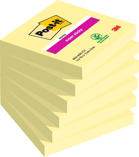 Post-it® Super Sticky Notes Haftnotizen extrastark gelb, 6 Blöcke