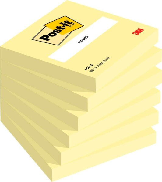 Post-it® Notes 654 Haftnotizen gelb, 6 Blöcke