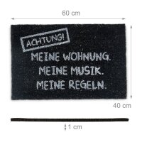 relaxdays Kokosmatte Meine Wohnung schwarz 40,0 x 60,0 cm...