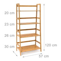 relaxdays Bücherregal Bambus braun 57,0 x 31,0 x 120,0 cm, 1 St.