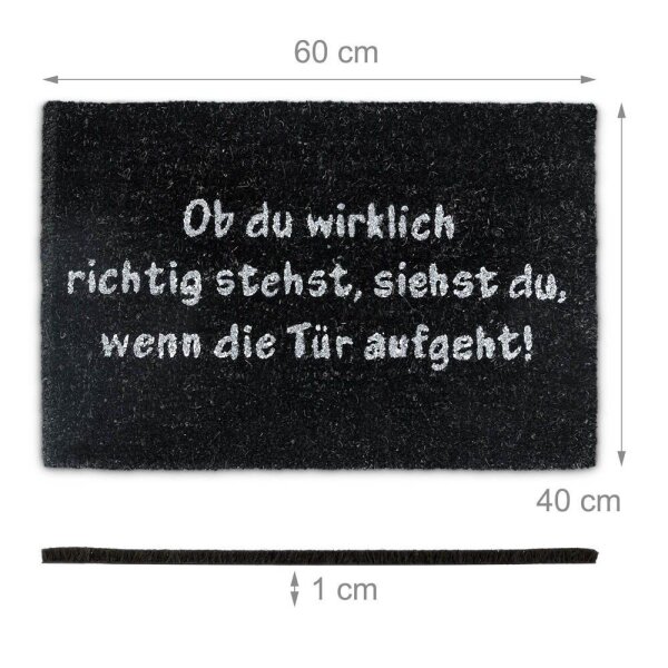 relaxdays Kokosmatte schwarz 40,0 x 60,0 cm