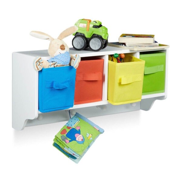 relaxdays Kinderregal weiß 61,0 x 16,0 x 28,0 cm, 1 St.