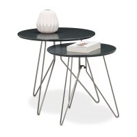relaxdays Beistelltische-Set rund MDF-Platte grau, 2 St.