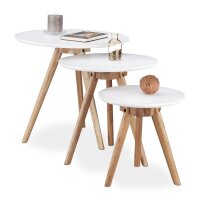 relaxdays Beistelltische-Set rund MDF-Platte weiß,...