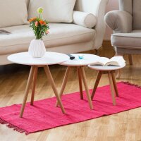 relaxdays Beistelltische-Set rund MDF-Platte weiß, 3 St.