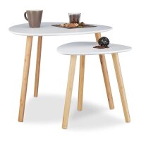 relaxdays Beistelltische-Set dreieckig abgerundet Holz...