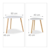 relaxdays Beistelltische-Set dreieckig abgerundet Holz weiß, 2 St.