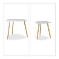 relaxdays Beistelltische-Set dreieckig abgerundet Holz weiß, 2 St.
