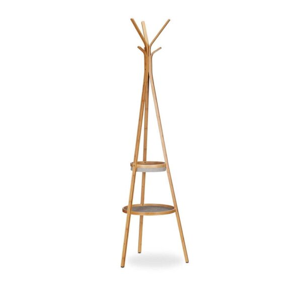 relaxdays Kleiderständer braun Holz 6 Haken 50,0 x 171,0 cm, 1 St.