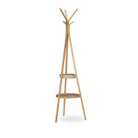 relaxdays Kleiderständer braun Holz 6 Haken 50,0 x 171,0 cm, 1 St.