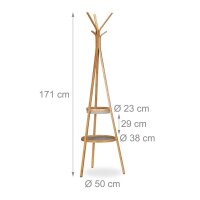 relaxdays Kleiderständer braun Holz 6 Haken 50,0 x 171,0 cm, 1 St.