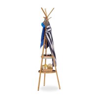 relaxdays Kleiderständer braun Holz 6 Haken 50,0 x 171,0 cm, 1 St.