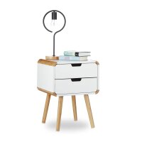 relaxdays Nachttisch rechteckig MDF-Platte, Bambus braun,...