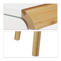 relaxdays Nachttisch rechteckig MDF-Platte, Bambus braun, weiß 40,0 x 40,0 x 55,0 cm, 1 St.