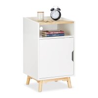 relaxdays Nachttisch quadratisch MDF-Platte weiß...
