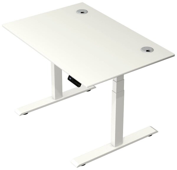 Kerkmann Move 2 Plus elektrisch höhenverstellbarer Schreibtisch weiß rechteckig, T-Fuß-Gestell weiß 120,0 x 80,0 cm