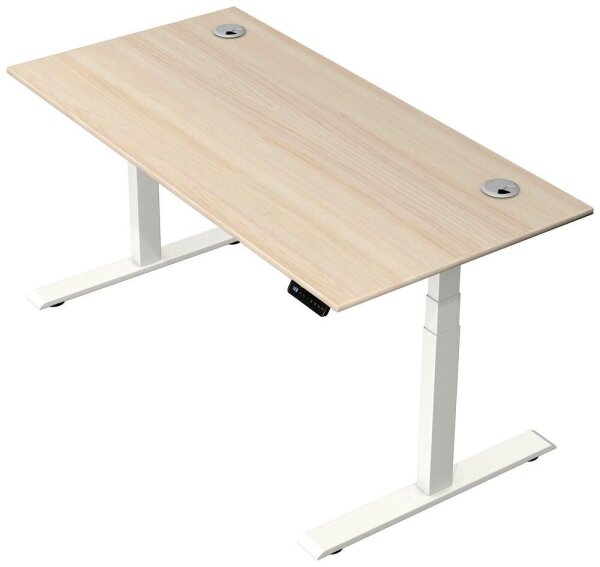 Kerkmann Move 2 Plus elektrisch höhenverstellbarer Schreibtisch ahorn rechteckig, T-Fuß-Gestell weiß 160,0 x 80,0 cm