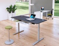 Kerkmann Move 2 Plus elektrisch höhenverstellbarer Schreibtisch anthrazit rechteckig, T-Fuß-Gestell silber 160,0 x 80,0 cm
