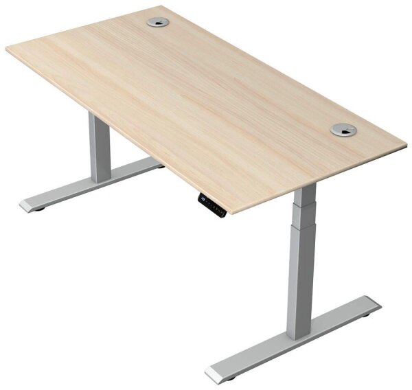 Kerkmann Move 2 Plus elektrisch höhenverstellbarer Schreibtisch ahorn rechteckig, T-Fuß-Gestell silber 160,0 x 80,0 cm