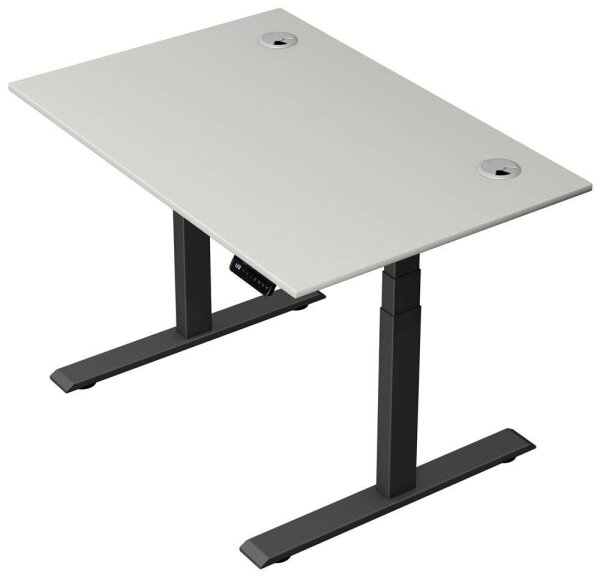 Kerkmann Move 2 Plus elektrisch höhenverstellbarer Schreibtisch lichtgrau rechteckig, T-Fuß-Gestell anthrazit 120,0 x 80,0 cm