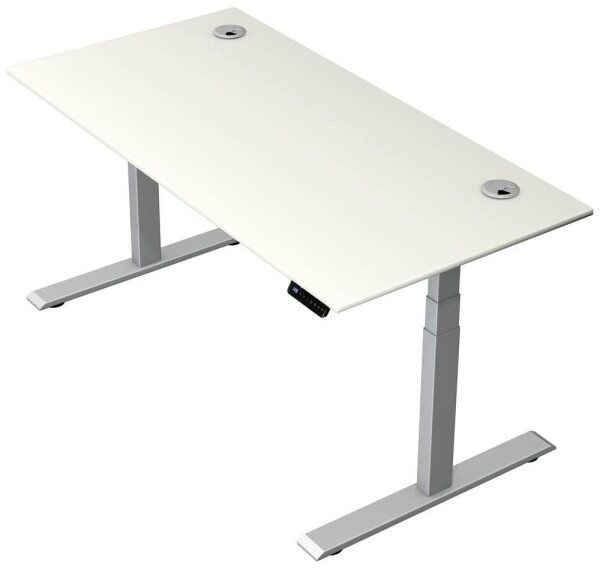 Kerkmann Move 2 Plus elektrisch höhenverstellbarer Schreibtisch weiß rechteckig, T-Fuß-Gestell silber 160,0 x 80,0 cm