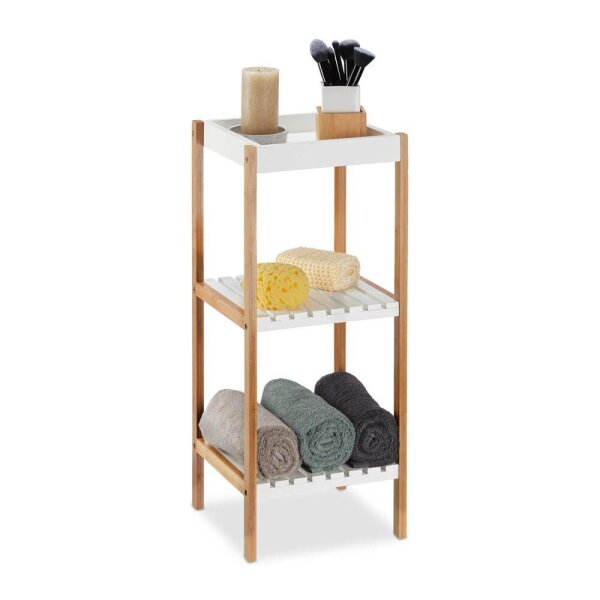 relaxdays Badregal braun, weiß 30,0 x 29,0 x 72,0 cm