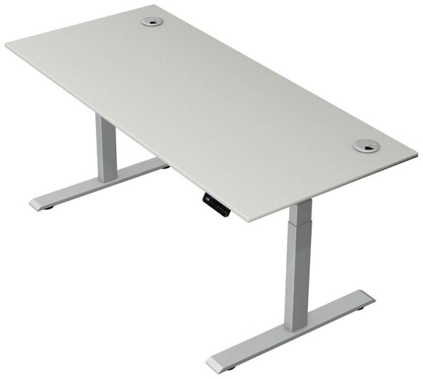 Kerkmann Move 2 Plus elektrisch höhenverstellbarer Schreibtisch lichtgrau rechteckig, T-Fuß-Gestell silber 180,0 x 80,0 cm