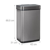 relaxdays Sensor Mülleimer 60,0 l grau, 1 St.