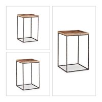 relaxdays Beistelltische-Set rechteckig Holz braun, 3 St.