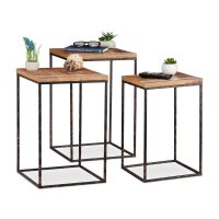 relaxdays Beistelltische-Set rechteckig Holz braun, 3 St.