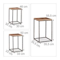 relaxdays Beistelltische-Set rechteckig Holz braun, 3 St.
