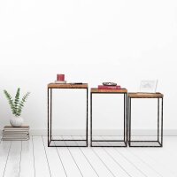 relaxdays Beistelltische-Set rechteckig Holz braun, 3 St.