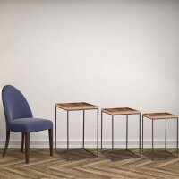 relaxdays Beistelltische-Set rechteckig Holz braun, 3 St.