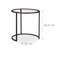 relaxdays Beistelltische-Set rund Glas schwarz, 2 St.