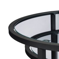 relaxdays Beistelltische-Set rund Glas schwarz, 2 St.