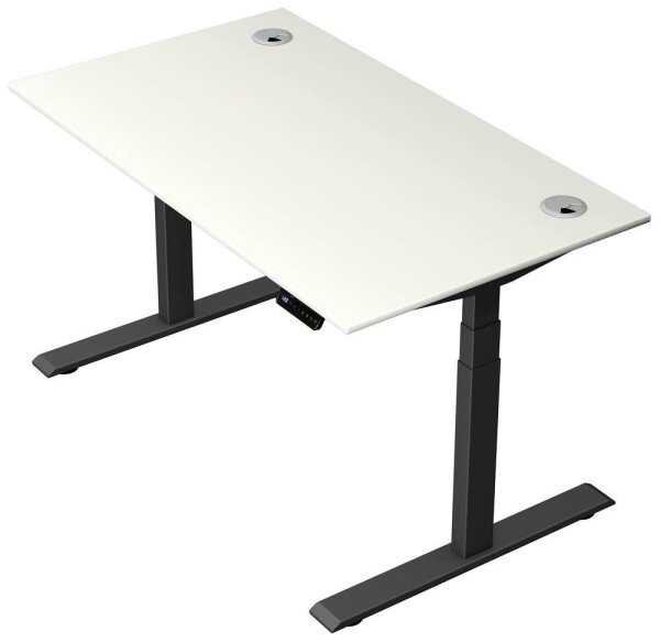 Kerkmann Move 2 Plus elektrisch höhenverstellbarer Schreibtisch weiß rechteckig, T-Fuß-Gestell anthrazit 140,0 x 80,0 cm