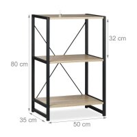 relaxdays Beistellregal braun, schwarz 50,0 x 35,0 x 80,0 cm, 1 St.
