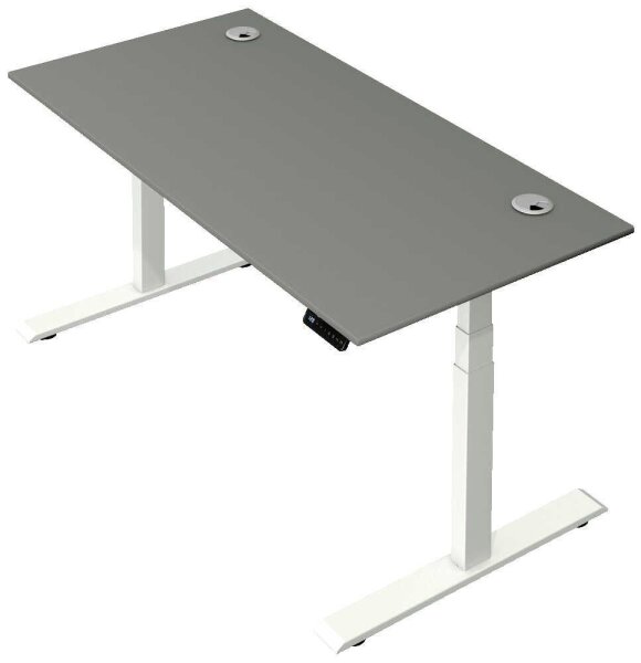 Kerkmann Move 2 Plus elektrisch höhenverstellbarer Schreibtisch grafit rechteckig, T-Fuß-Gestell weiß 160,0 x 80,0 cm