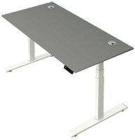 Kerkmann Move 2 Plus elektrisch höhenverstellbarer Schreibtisch grafit rechteckig, T-Fuß-Gestell weiß 160,0 x 80,0 cm