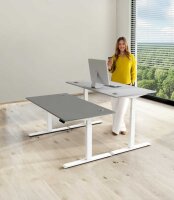 Kerkmann Move 2 Plus elektrisch höhenverstellbarer Schreibtisch grafit rechteckig, T-Fuß-Gestell weiß 160,0 x 80,0 cm